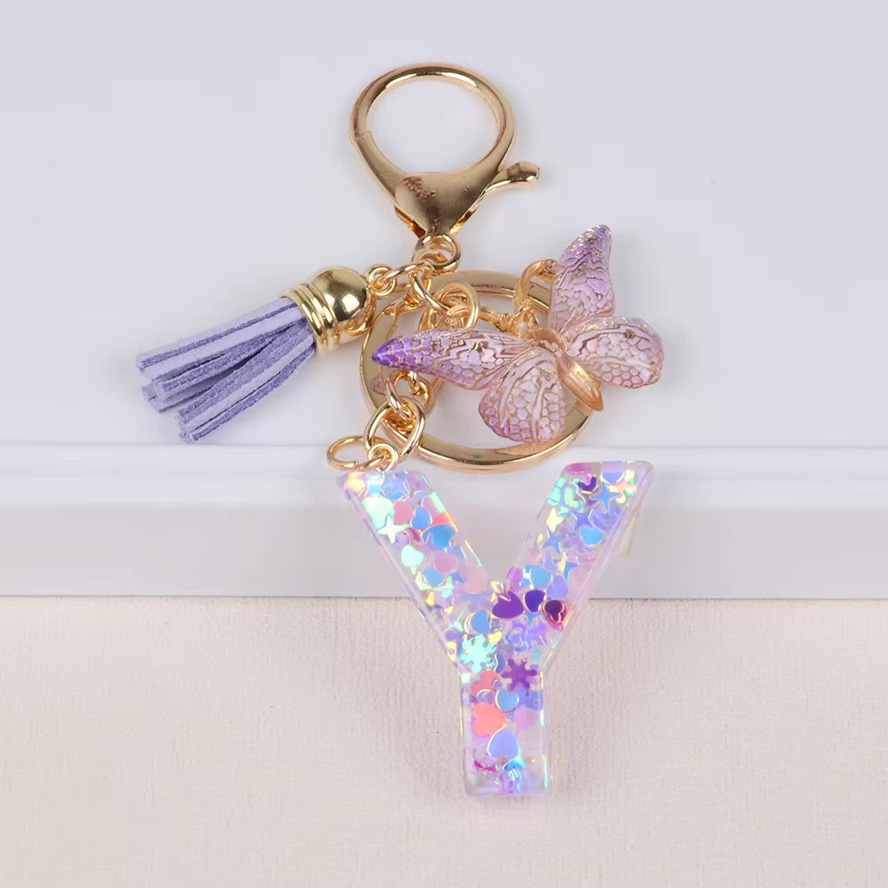 🔥Butterfly Letter Keychain Tassel Design Vibrant Durable Lightweight Gift